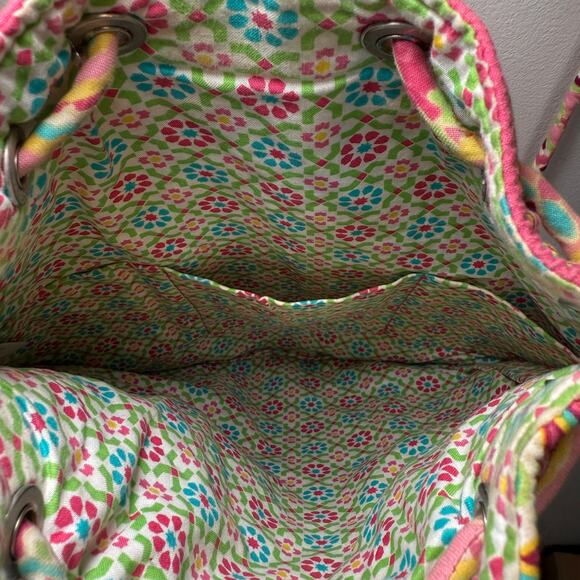 Vera Bradley Capri Melon Paisley Print Quilted Drawstring Backpack - Picture 5 of 7